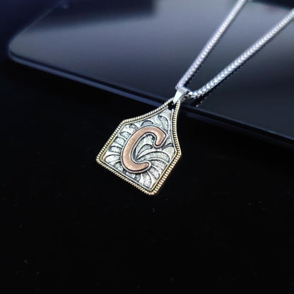 A-Z Letter Pendant Necklace - 22inch Stainless Steel