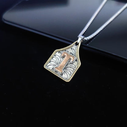 A-Z Letter Pendant Necklace - 22inch Stainless Steel