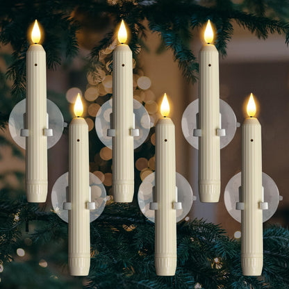Dusk-to-dawn LED window candles with suction cups
