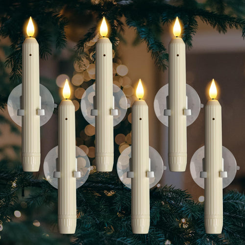 Dusk-to-dawn LED window candles with suction cups