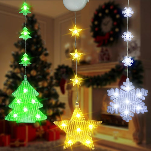 3-piece Christmas window lights tree snowflake star
