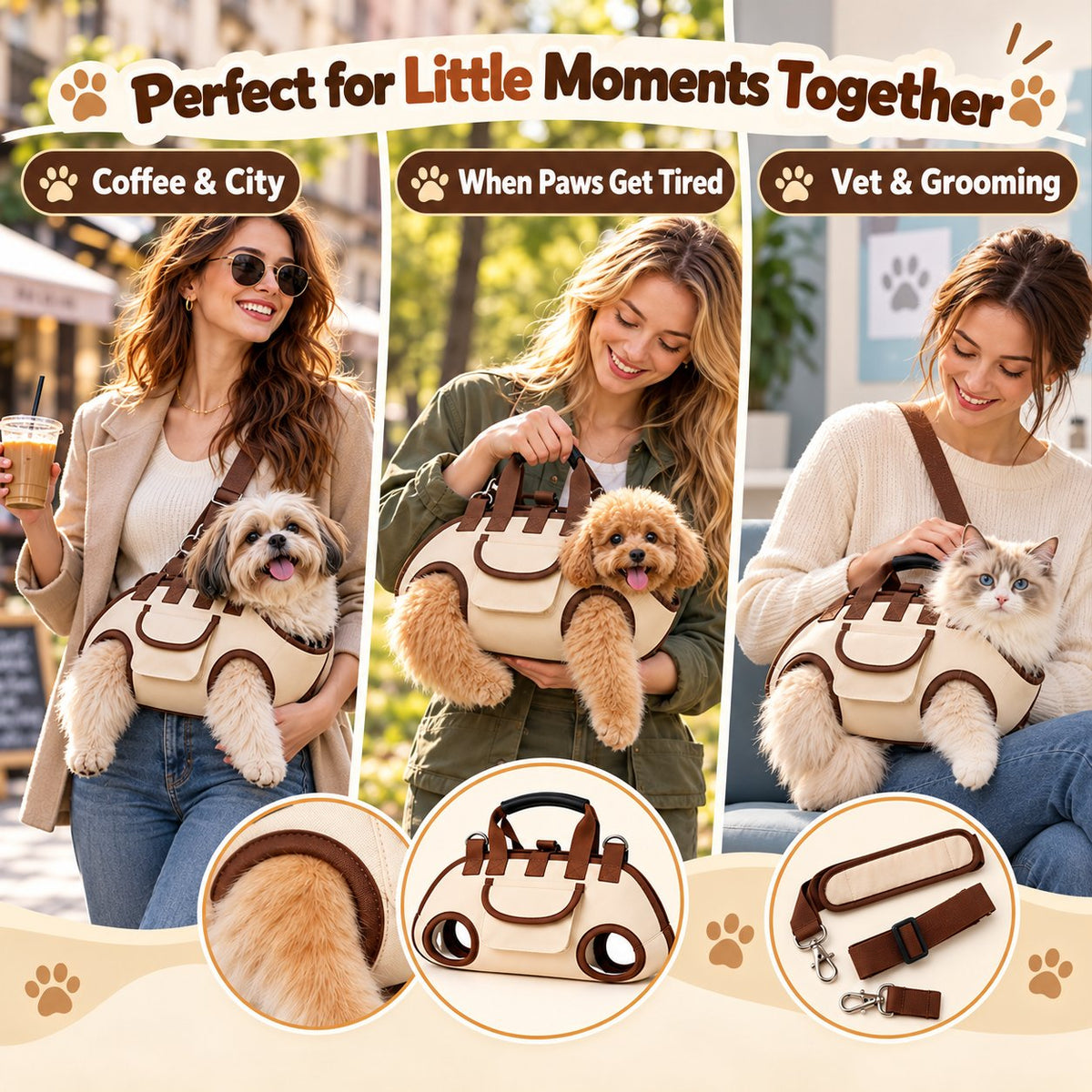 🐾 Hands-Free Pet Sling & Harness Carrier