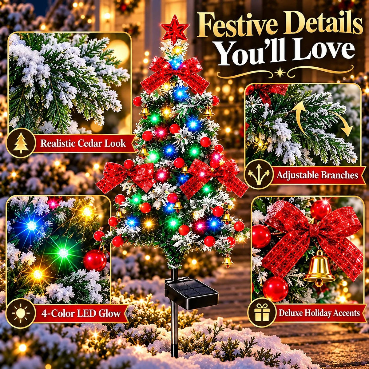 🔥HOT SALE 50% OFF🌲 Solar Cedar Christmas Tree Lights| Festive Outdoor Holiday Decor