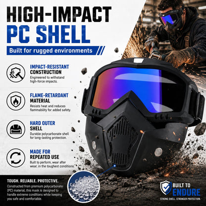 🤿Multi-Functional Protective Face Mask - Auto-Darkening Welding Goggles, Anti-Fog Skiing Shield & Dustproof Yard Work Gear - All-Terrain Safety Mask