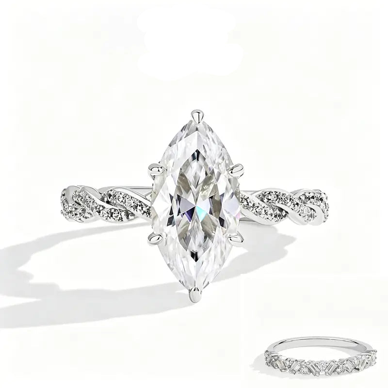 Luxury Marquise Cut Engagement Ring Set for Women – 2PCS 5A CZ Wedding & Promise Rings