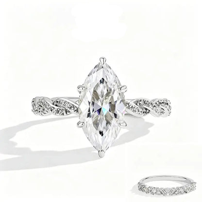 Luxury Marquise Cut Engagement Ring Set for Women – 2PCS 5A CZ Wedding & Promise Rings