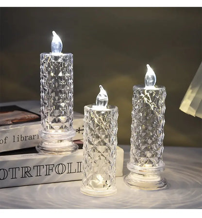 4-Piece LED Candle Lights with Rose Pattern – Elegant Ambient Lighting Effect