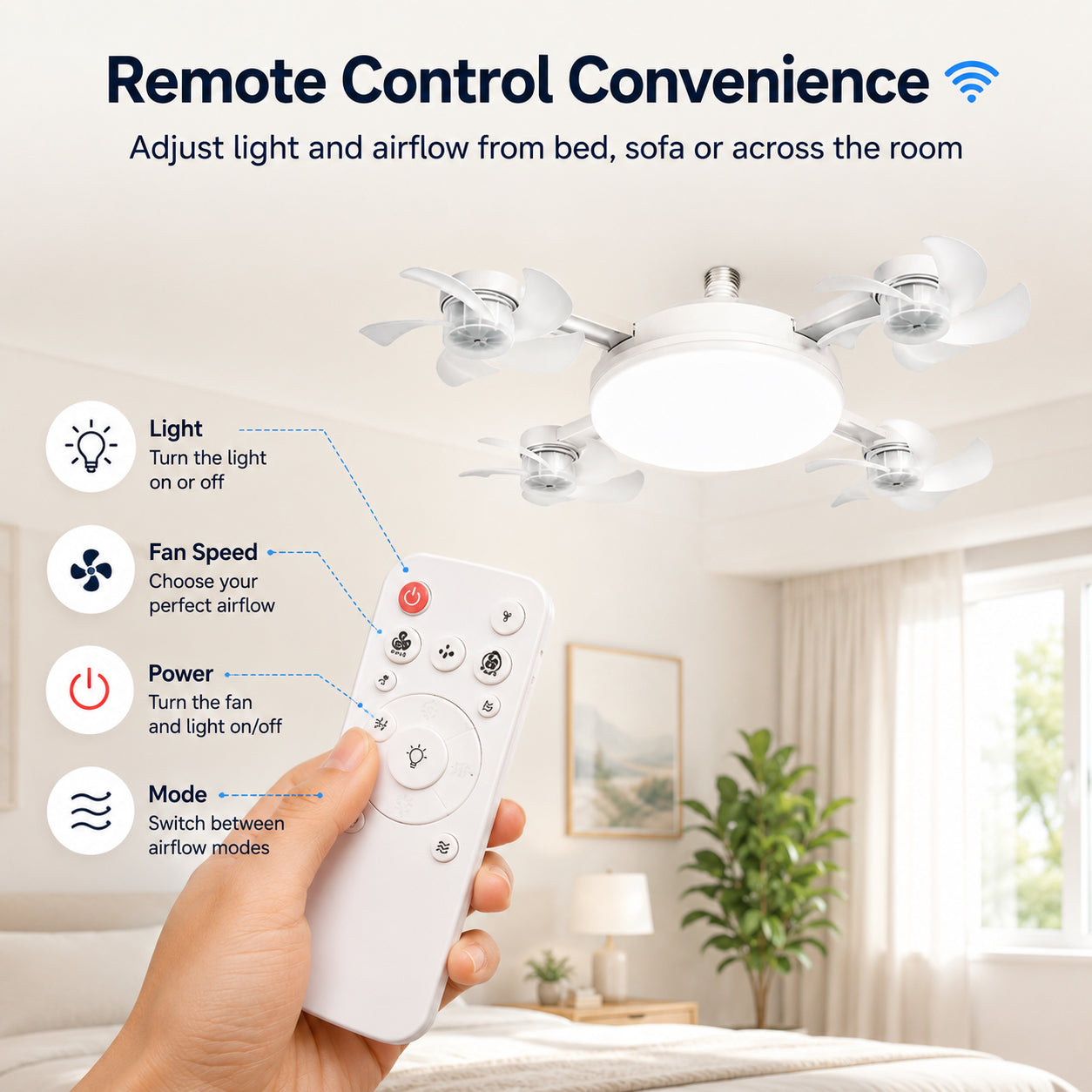 ❄️50% OFF TODAY💡 2-in-1 Ceiling Fan Light 🔧No Wiring • No Tools • Just Screw It In