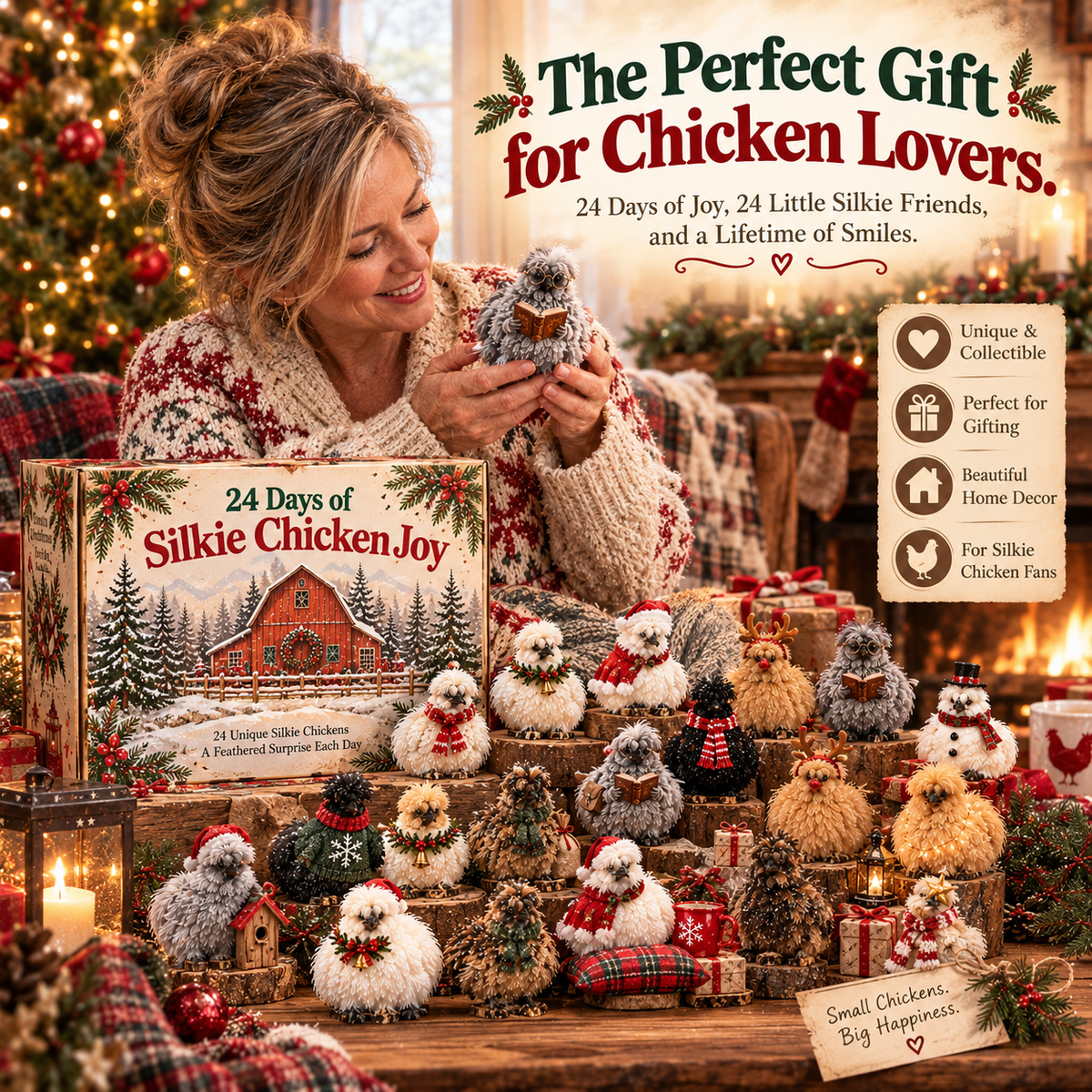 🐔🎄 24 Days of Silkie Chicken Joy – Christmas Advent Calendar with 24 Unique Figurines 🎁❤️