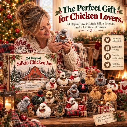 🐔🎄 24 Days of Silkie Chicken Joy – Christmas Advent Calendar with 24 Unique Figurines 🎁❤️