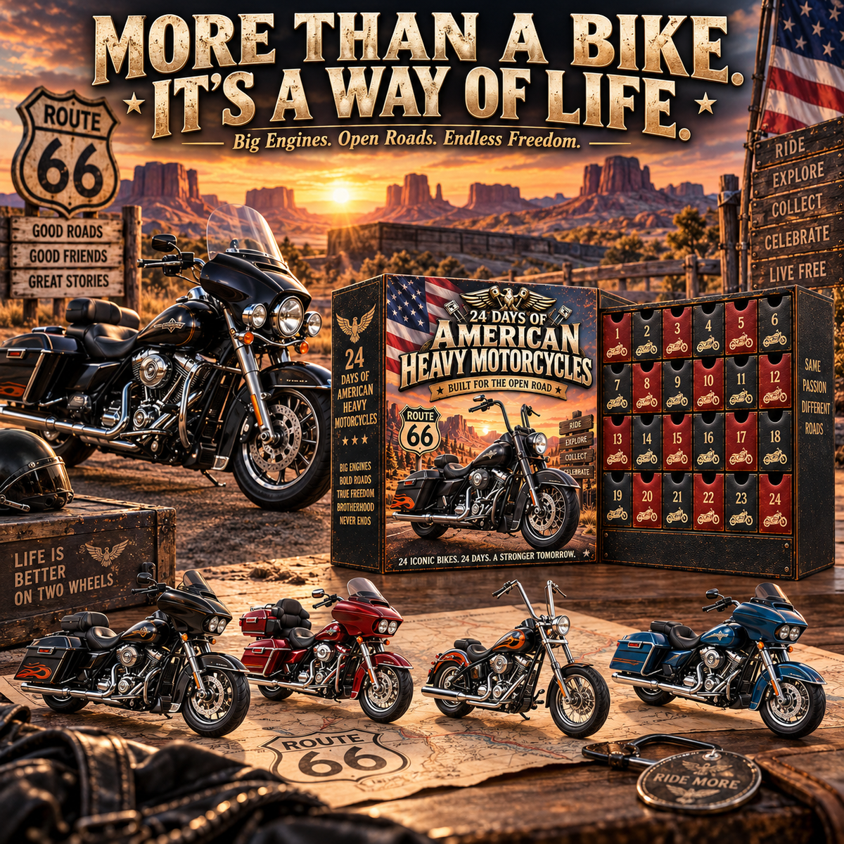 🔥🏍️ 24 Days of American Heavy Motorcycles – Ride the Legend