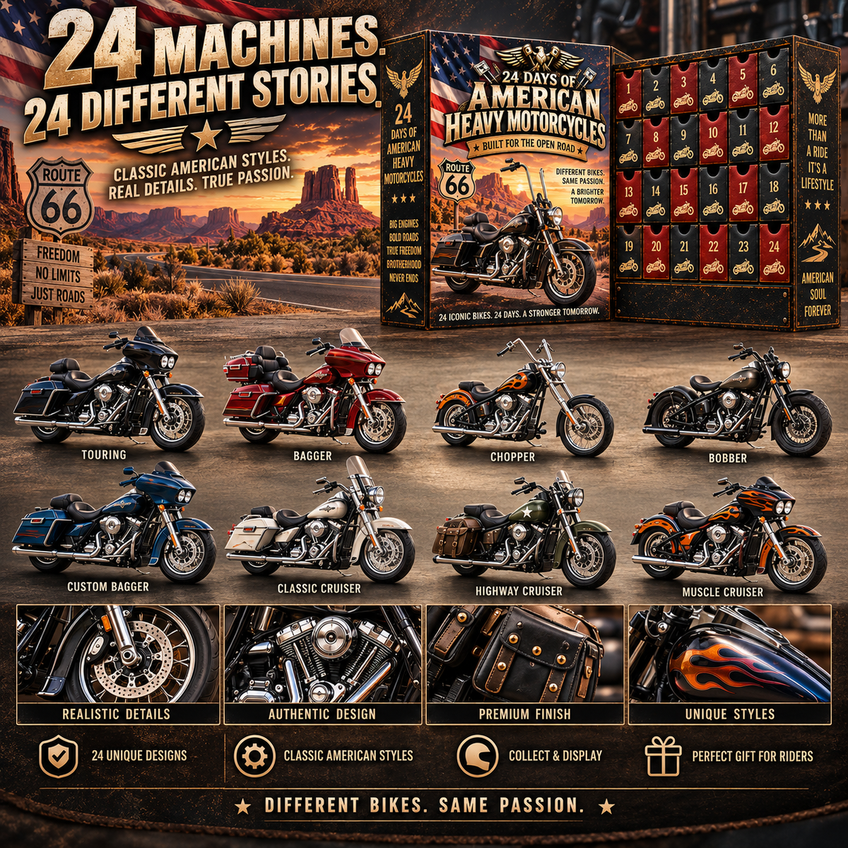 🔥🏍️ 24 Days of American Heavy Motorcycles – Ride the Legend