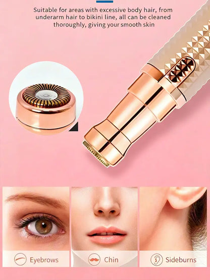 Rechargeable 3-in-1 Facial Hair Trimmer for Women, Precision Eyebrow Shaper & Painless Face Shaver for Lips and Peach Fuzz