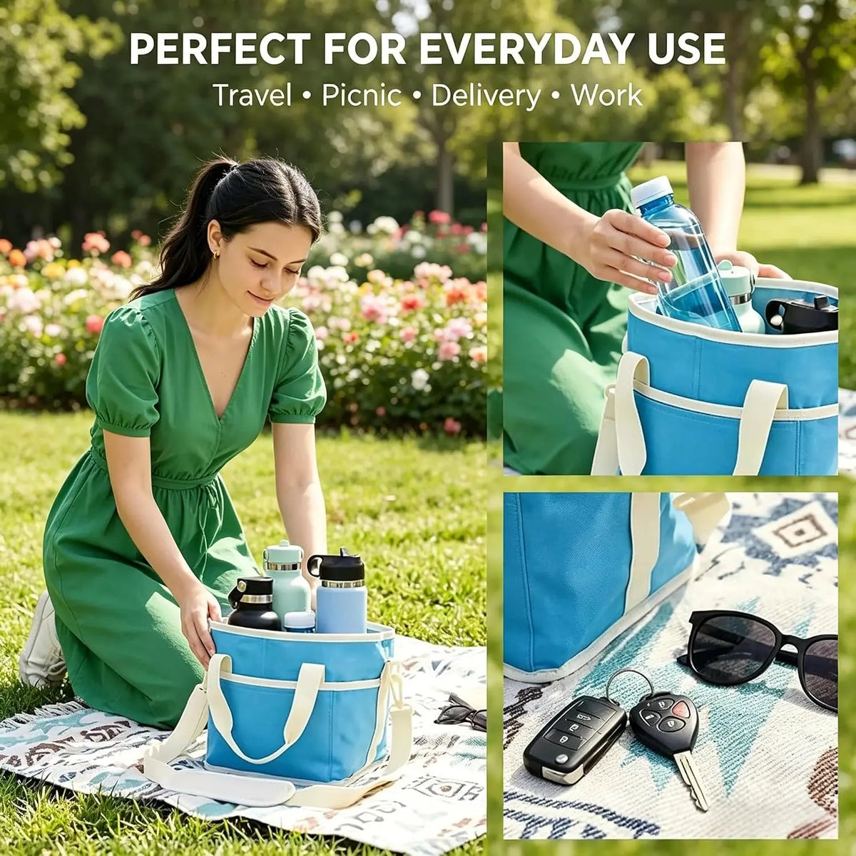 Drink Carrier Bag for 4 Cups with Adjustable Strap