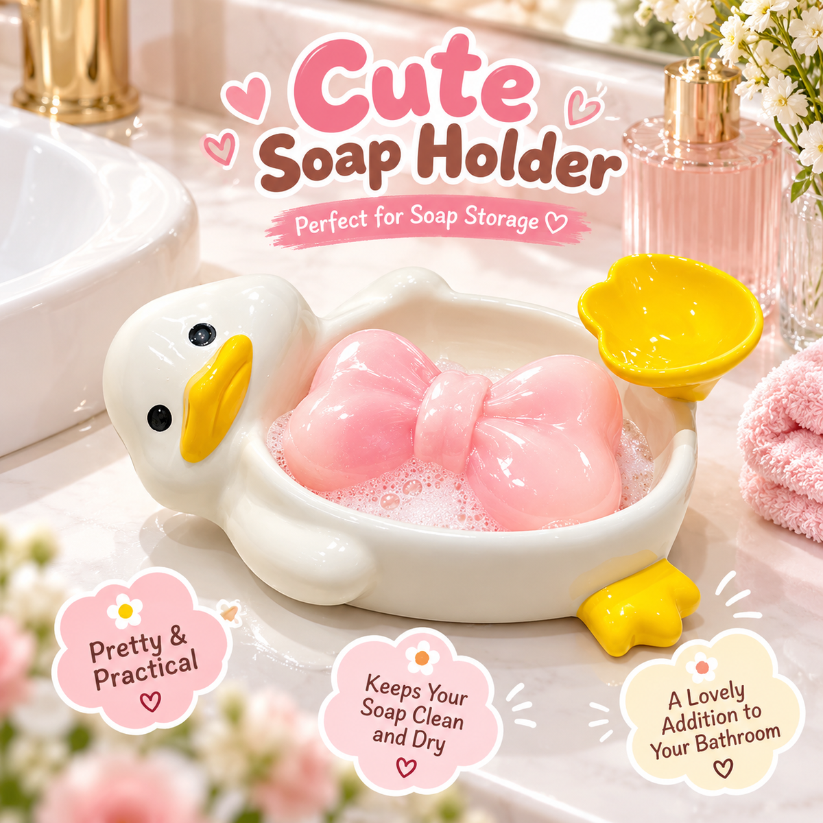 🐤✨ 2-in-1 Cute Duck Snack & Dip Bowl – Multi-Purpose Dish