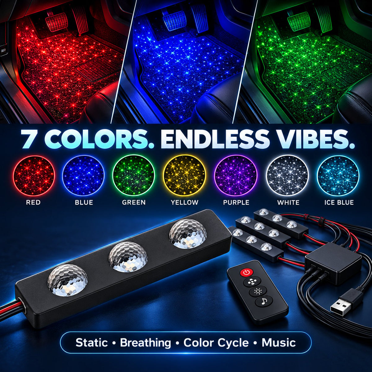 🚗4Pack Car Starry Ambient Lighting Kit