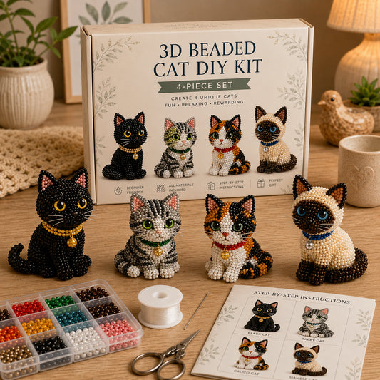 🐾 3D Beaded Pet DIY Kit– Adorable 4-Piece Handmade Pet Craft Set