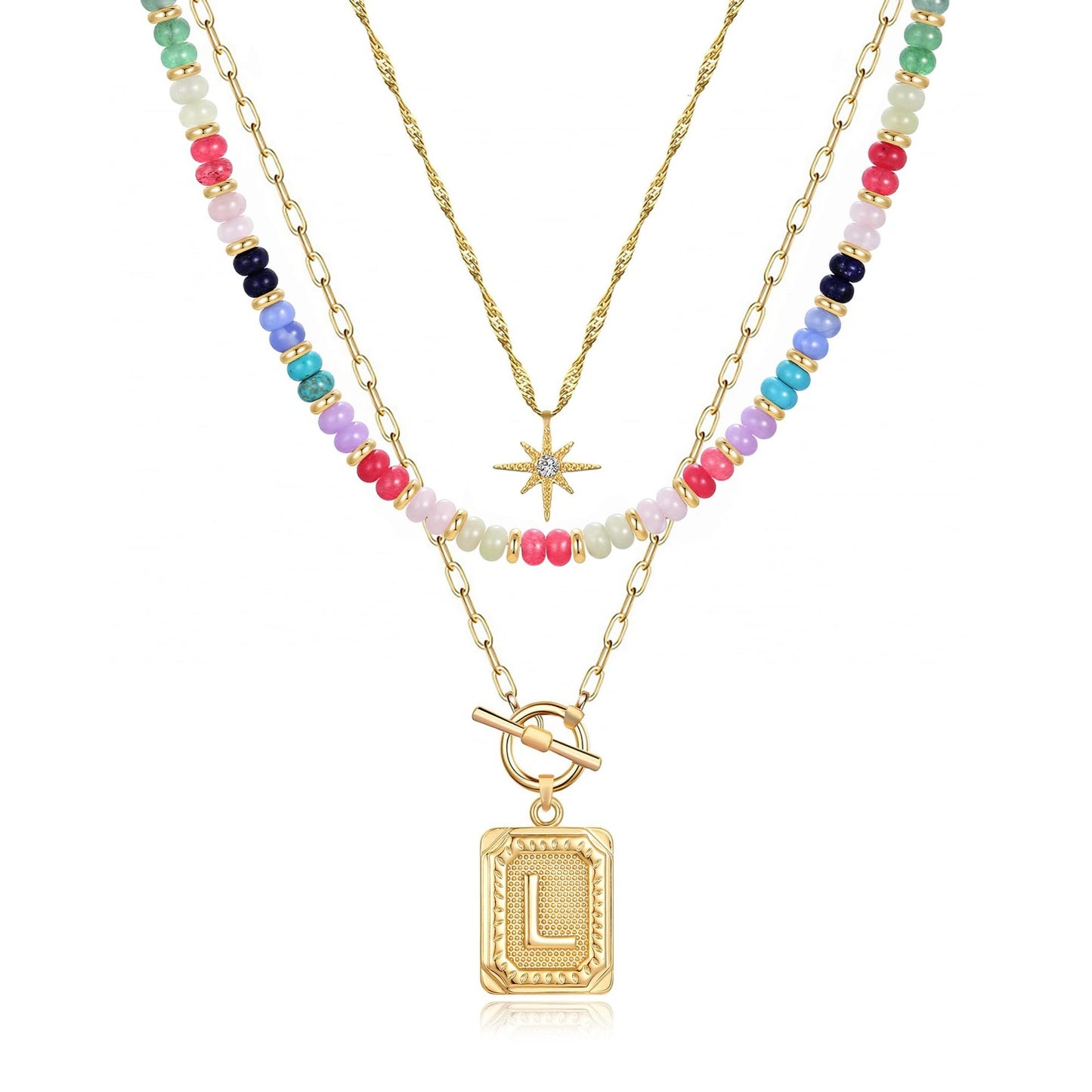 14K Gold Plated Layered Necklaces for Women