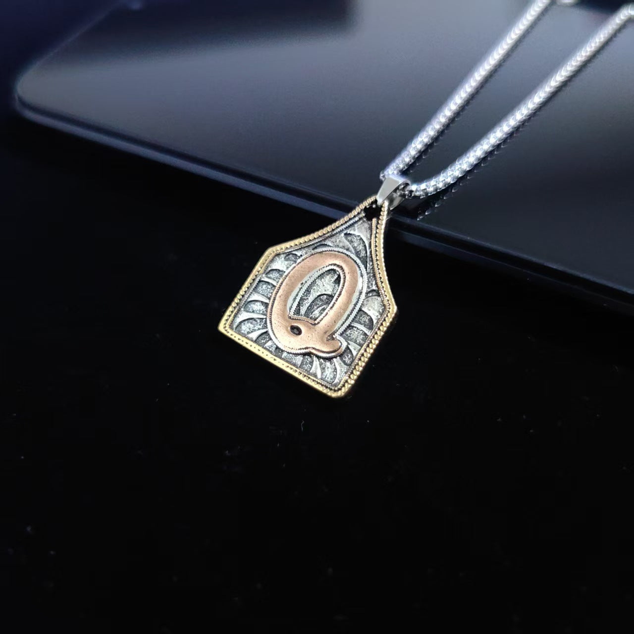 A-Z Letter Pendant Necklace - 22inch Stainless Steel