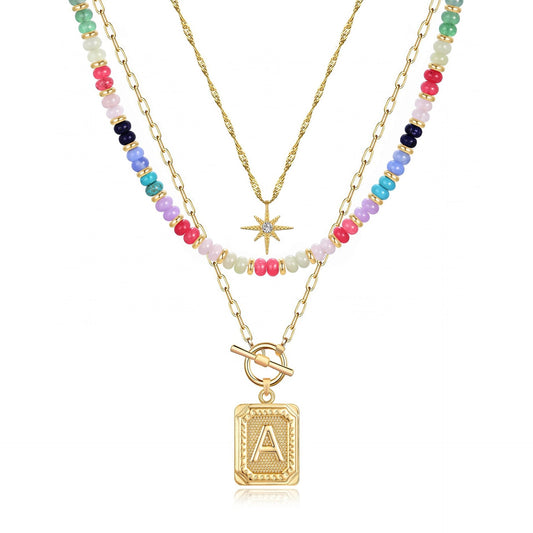 14K Gold Plated Layered Necklaces for Women
