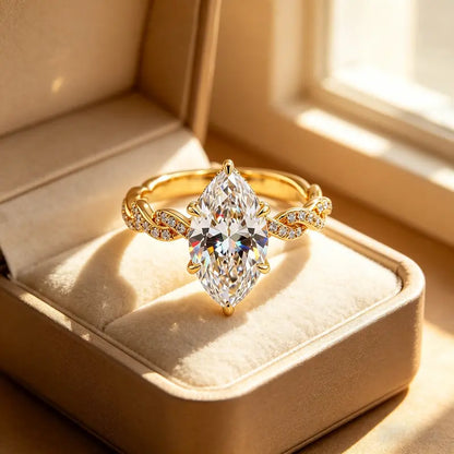 Luxury Marquise Cut Engagement Ring Set for Women – 2PCS 5A CZ Wedding & Promise Rings