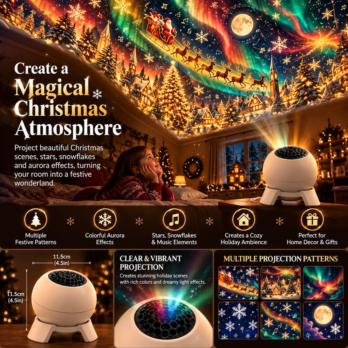 🌲Magical Christmas Scene Projector – Transform Your Room into a Holiday Wonderland ✨