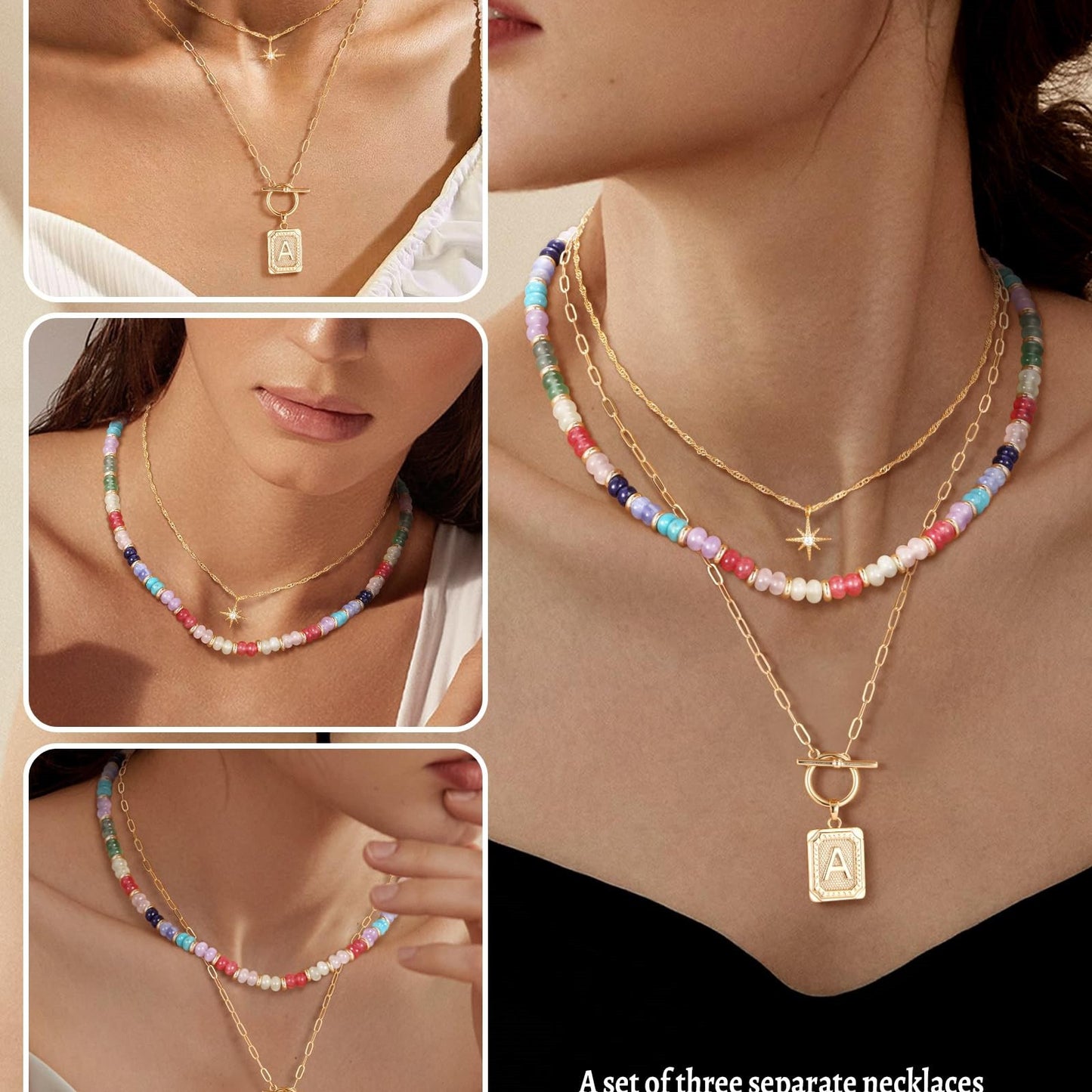 14K Gold Plated Layered Necklaces for Women