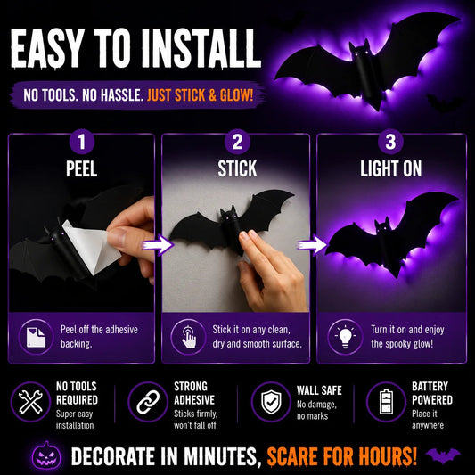 🦇Light Up Your Walls with Halloween Bat Atmosphere Decor