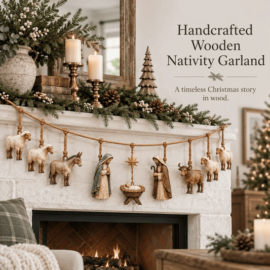 ⭐🙏Handcrafted Wooden Nativity Garland