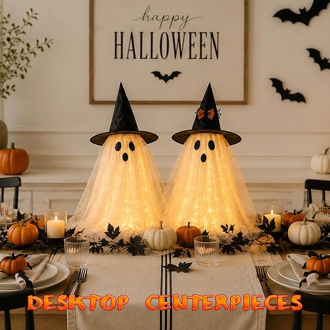 2PCS Halloween Ghost Lights with Remote
