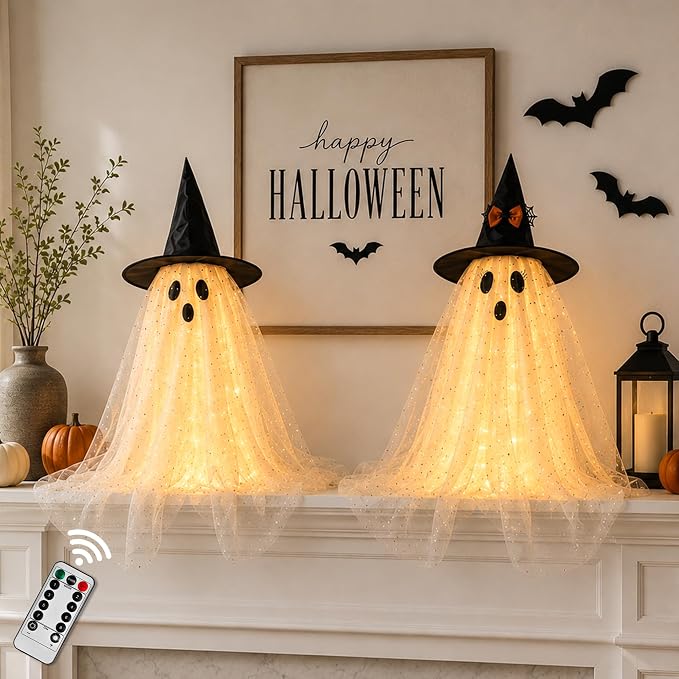 2PCS Halloween Ghost Lights with Remote