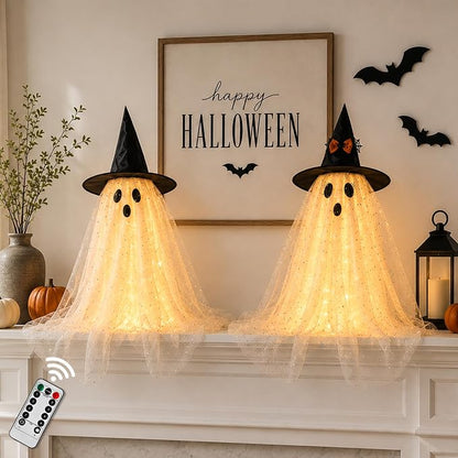 2PCS Halloween Ghost Lights with Remote