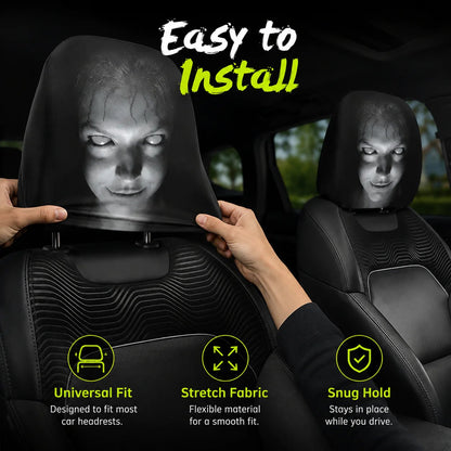 🔥Halloween Scary Face Car Headrest Covers (2-Pack) 🚗