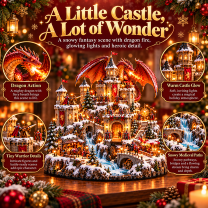 🔥 LAST DAY 49% OFF-🐉🏰 Dragon Kingdom Christmas Castle™ — A Medieval Winter Fantasy Village with Lights