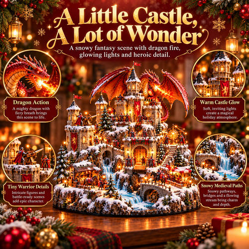 🔥 LAST DAY 49% OFF-🐉🏰 Dragon Kingdom Christmas Castle™ — A Medieval Winter Fantasy Village with Lights