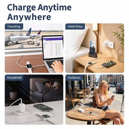 240W 3-in-1 USB-C Travel Charger with Magnetic Watch Charger & 5FT Cable