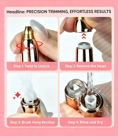 Rechargeable 3-in-1 Facial Hair Trimmer for Women, Precision Eyebrow Shaper & Painless Face Shaver for Lips and Peach Fuzz
