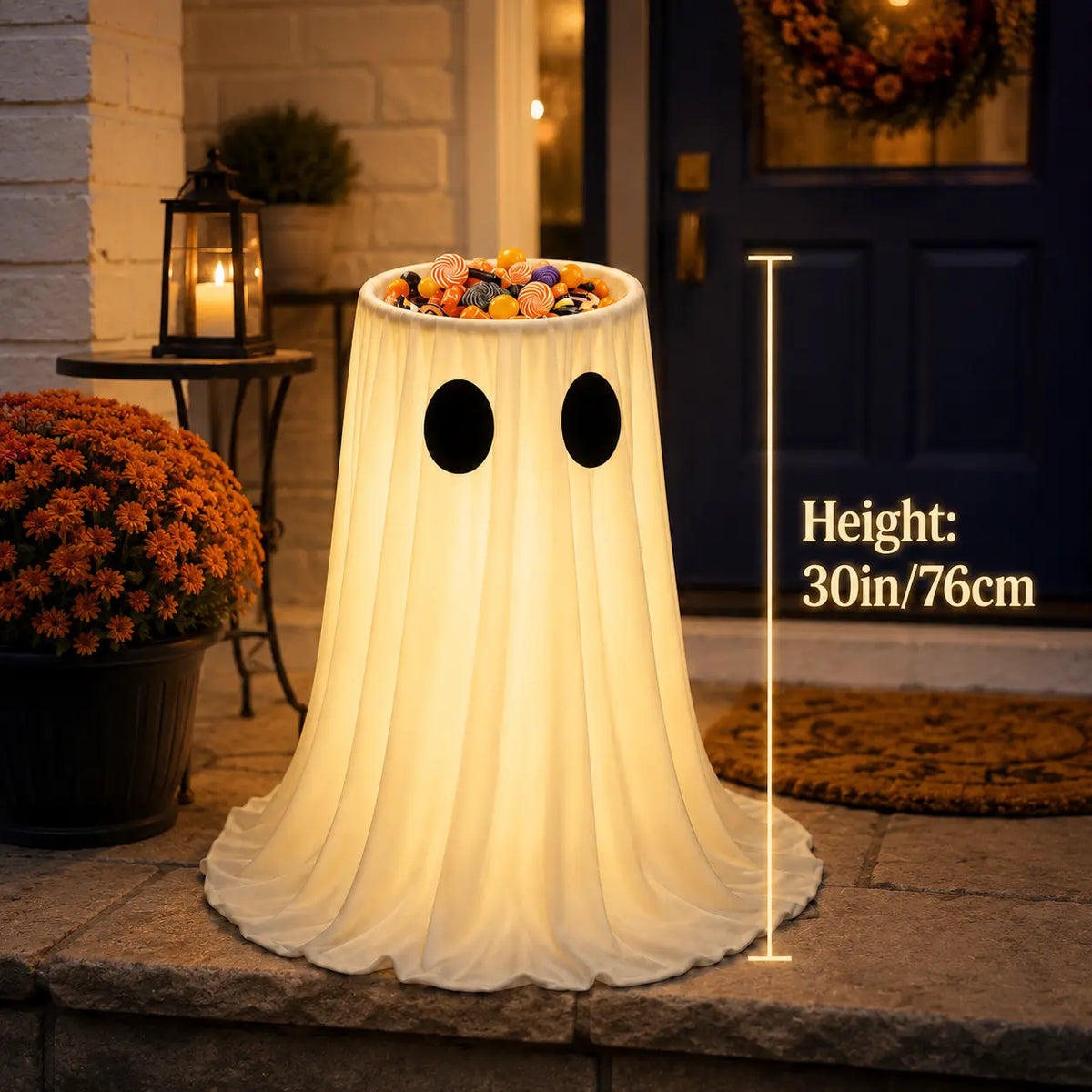 Halloween glowing ghost candy holder bowl