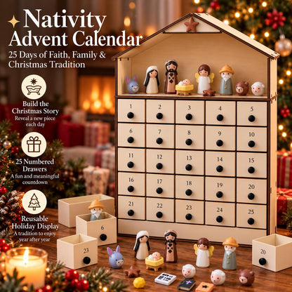 Nativity Advent Calendar 2026 – 24-Day Christmas Countdown with Nativity Figures