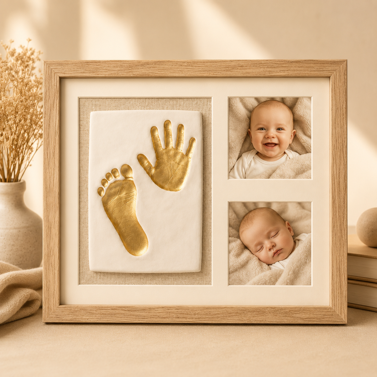 👣 Baby Hand & Footprint Keepsake Frame – Clay Print & Photo Memory Kit