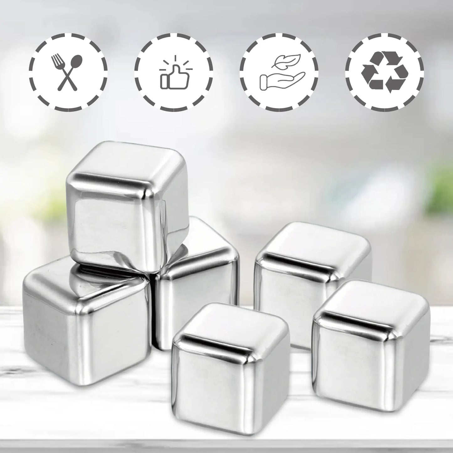 Reusable Stainless Steel Ice Cubes  for Drinks Wine Whiskey