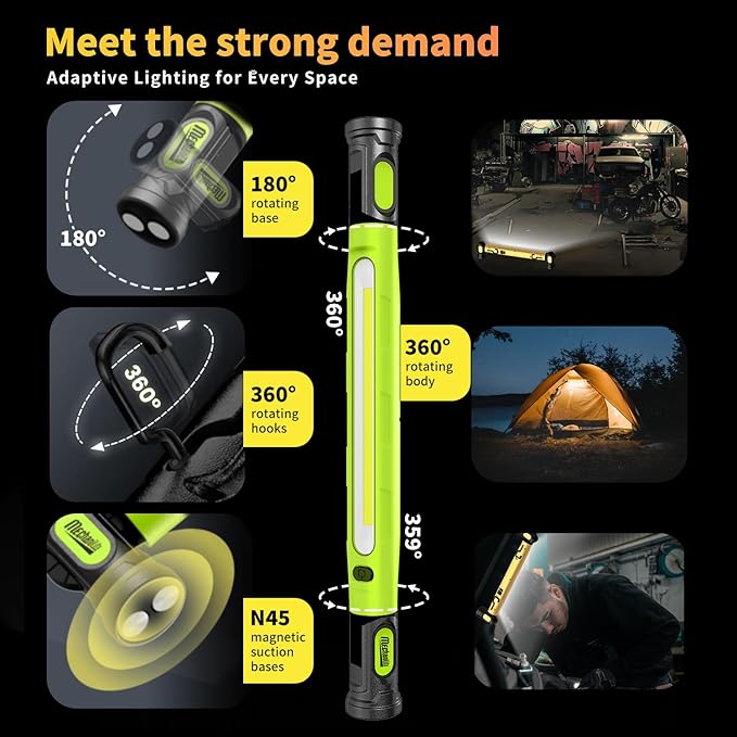 Father's Day Gift-Under-Hood Work Light Bar — 3000-Lumen Magnetic LED Light Strip with Hooks, 5200mAh Cordless Rechargeable Hood Light