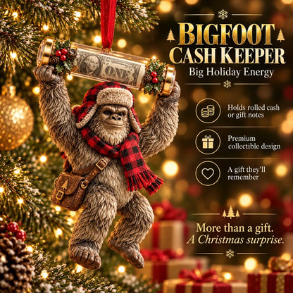 ⏰ LAST DAY SALE 49% OFF! 🎄👣 3D Bigfoot Christmas Cash Gift Ornament – Holiday Money Holder Keepsake ✨