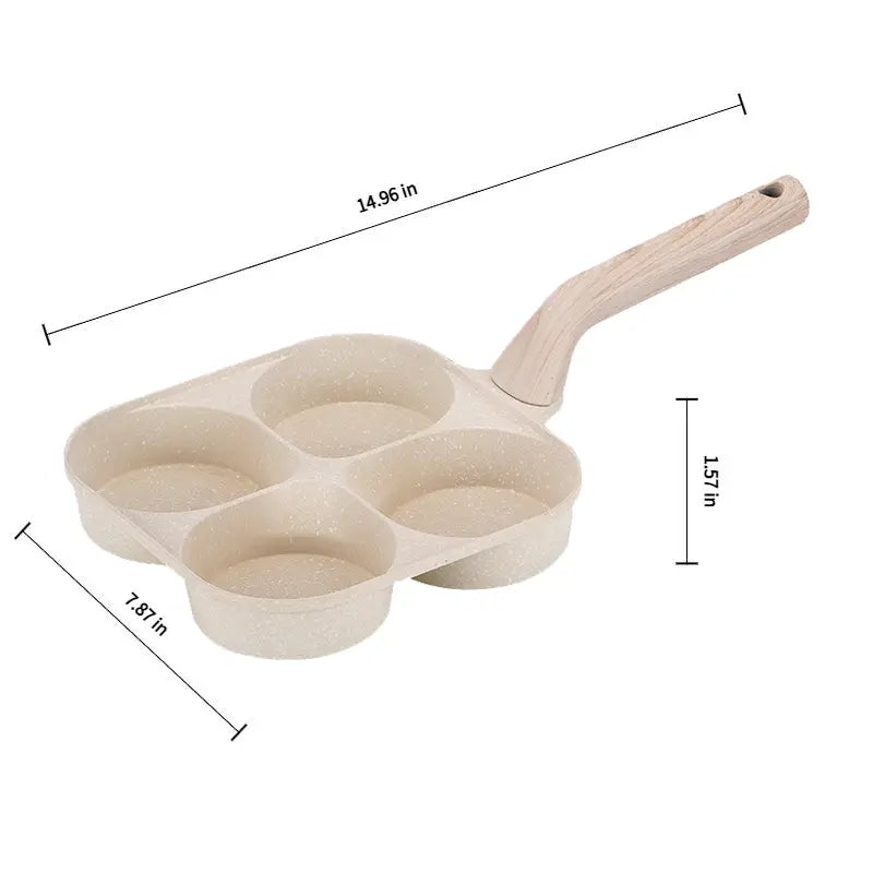 Non-Stick 4-in-1 Breakfast Pan for Frying Eggs, Hamburgers & Scrambled Eggs - Multi-Functional, Fast Heating, Durable, Easy Clean, Space-Saving, Eco-Friendly, with Silicone Strips & Tempered Glass Lid