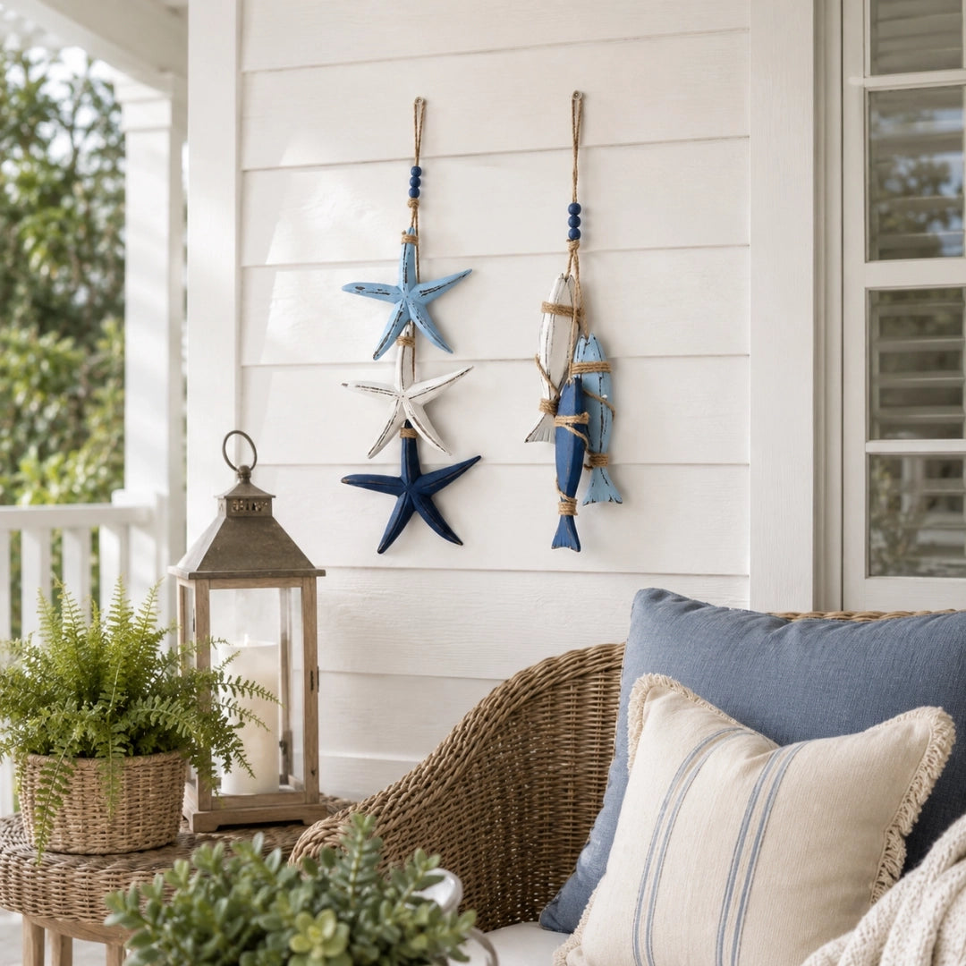 Coastal Wooden Hanging Wall Decor with LED Lights