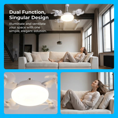 ❄️LAST DAY-50% OFF💡 2-in-1 Ceiling Fan Light 🔧No Wiring • No Tools • Just Screw It In