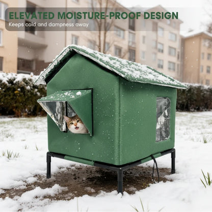 🐱 LIMITED-TIME 50% OFF! ✨ All-Weather Elevated Outdoor Cat House – Waterproof, Thermal Lining, Foldable