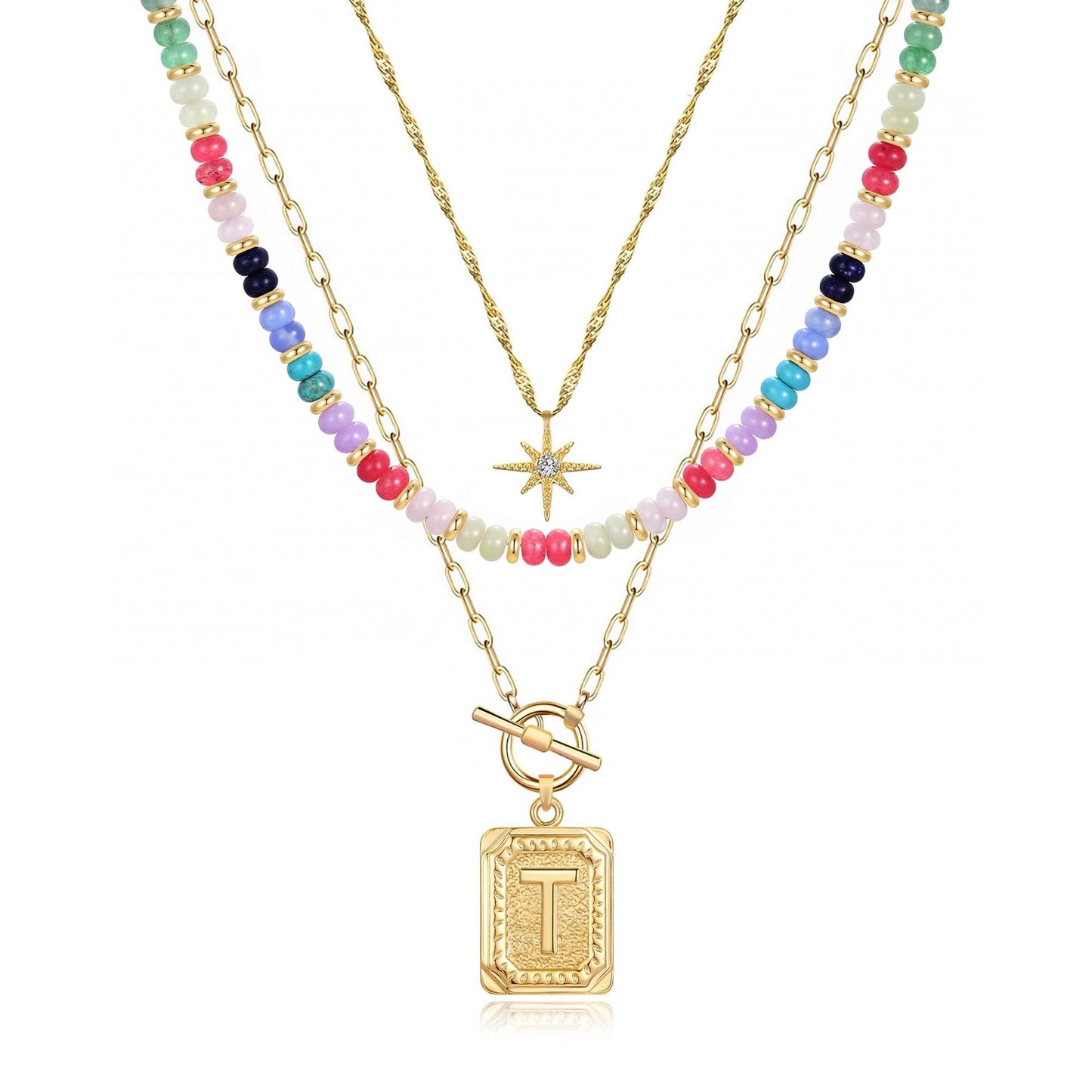 14K Gold Plated Layered Necklaces for Women