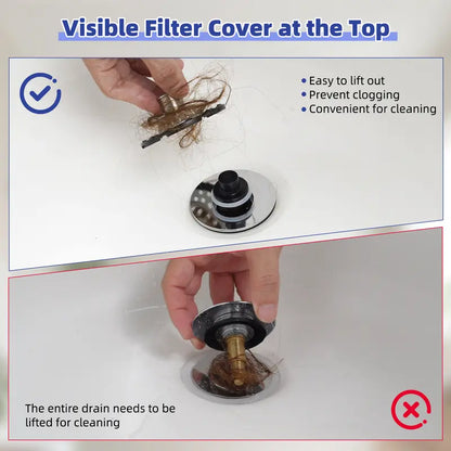 🛑 3-in-1 Pop-Up Sink Stopper – Drain Strainer & Debris Catcher