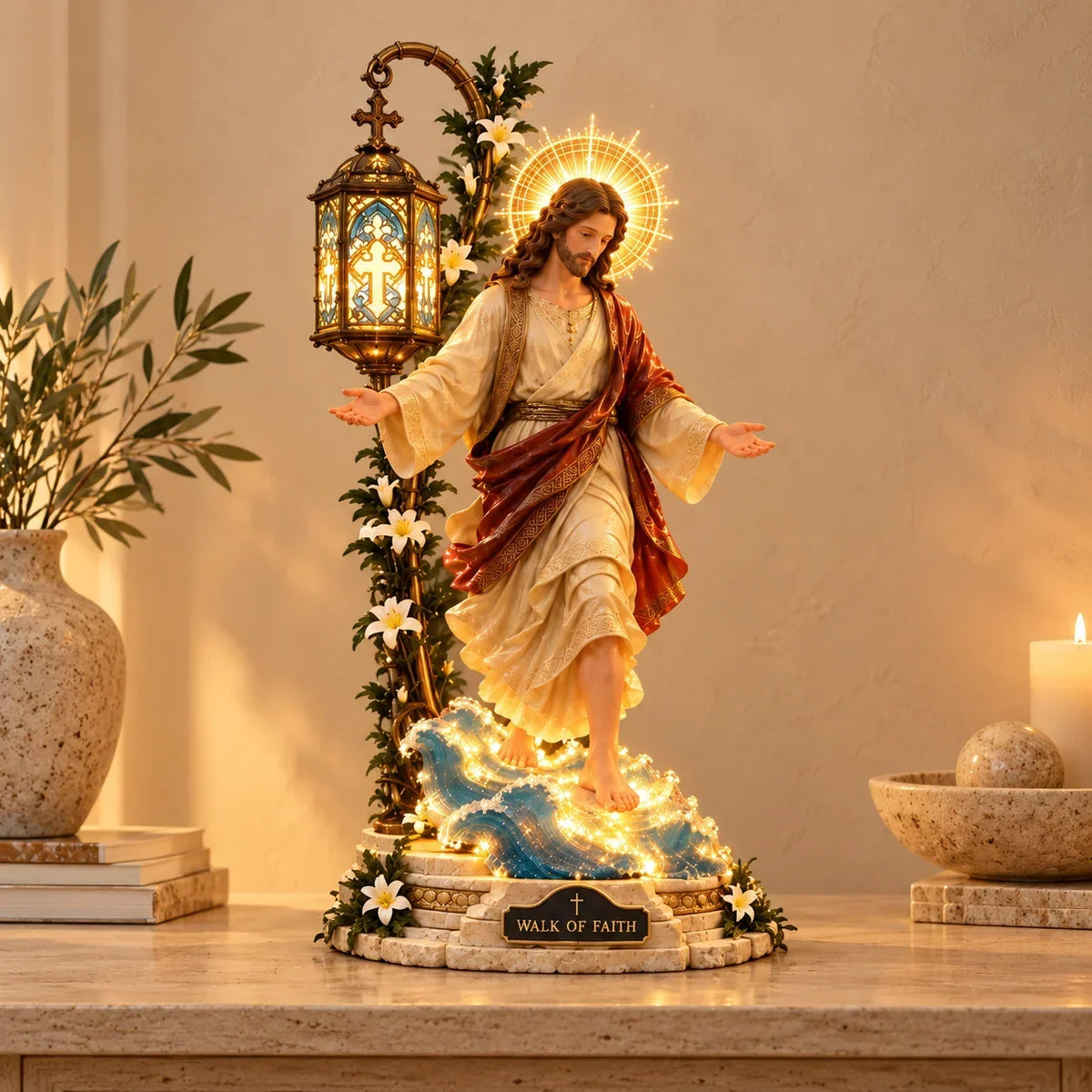 ✨Walk by Faith™ Illuminated Jesus Walking on Water Sculpture
